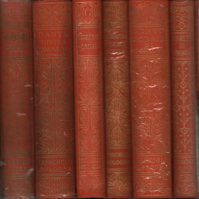 Cofanetto 6 volumi: Manzoni- Poesie; Dante- Divina commedia; Leopardi-Canti; Carducci- Poesie scelte; Pascoli- Cento poesie; San francesco- I Fioretti