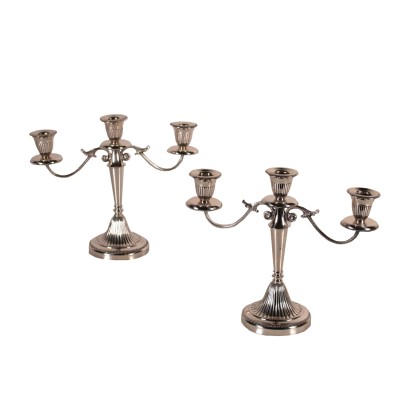 Matching Silver Candlesticks Dabbena Silveware, Milan 20th Century