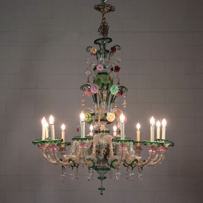 Chandelier Metal and Glass Murano, Italy 20th Century