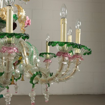 Chandelier Metal and Glass Murano, Italy 20th Century