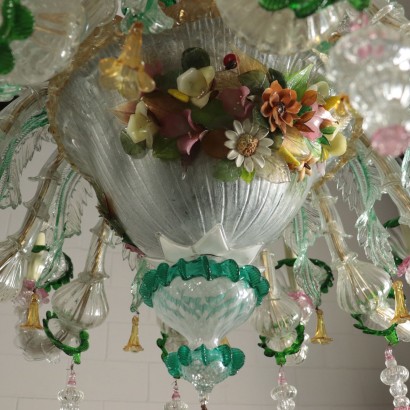 Chandelier Metal and Glass Murano, Italy 20th Century