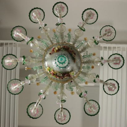 Chandelier Metal and Glass Murano, Italy 20th Century