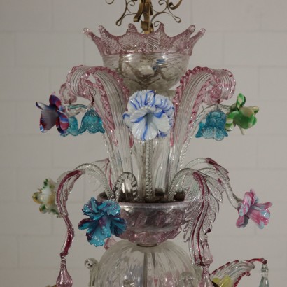 Chandelier Metal and Glass Murano, Italy 20th Century