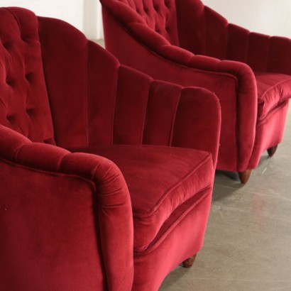 Armchairs Springs, Feathers and Velvet Italy 1950s Italian prodution