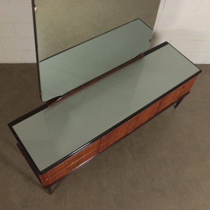 Commode Miroir Placage Palissandre Verre Laiton Italie Années 50-60