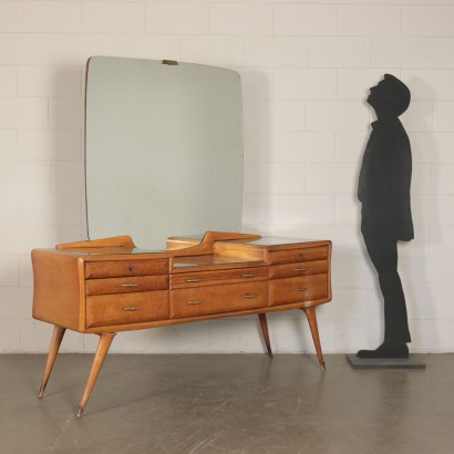 Dresser, Brurl and Marple Veneer, Back-Treated Glass, Italy 1950s