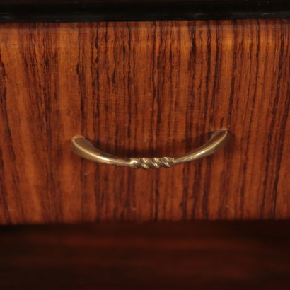 Bedside Tables, Rosewood Veneer, Brass, Glass Italy 1950s-1960s