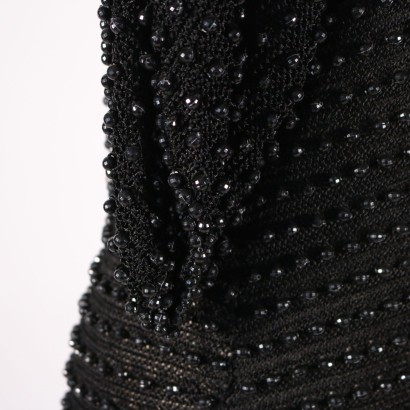 Vintage Black Dress with Small Pearls Italy 1960s