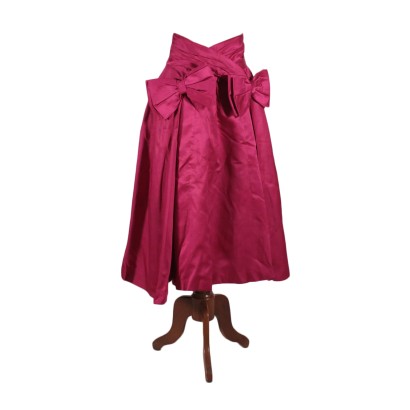 Vintage Fuchsia Silk Satin Skirt Italy 1950s-1960s