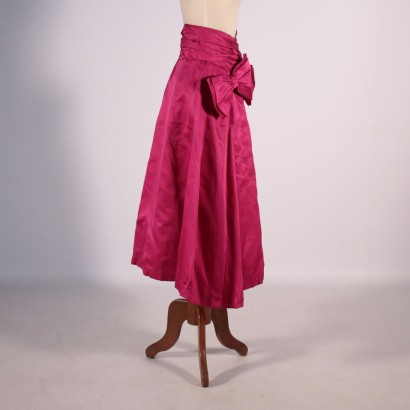 Vintage Fuchsia Silk Satin Skirt Italy 1950s-1960s