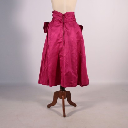 Vintage Fuchsia Silk Satin Skirt Italy 1950s-1960s