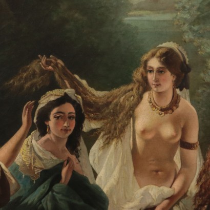 Diana and Nymphs Bathing, Oil on Canvas 19th Century