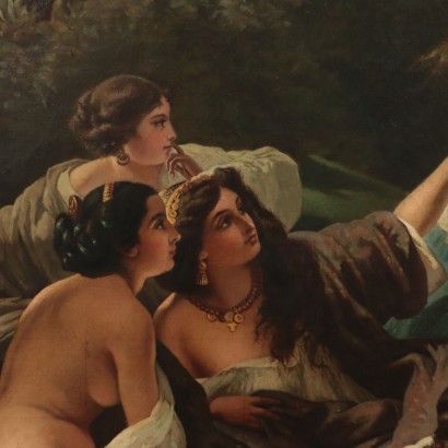 Diana and Nymphs Bathing, Oil on Canvas 19th Century