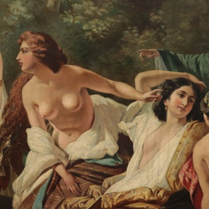 Diana and Nymphs Bathing, Oil on Canvas 19th Century