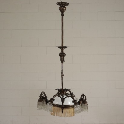 Liberty Chandelier Bronze and Glass Italy 20th Century