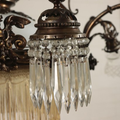 Liberty Chandelier Bronze and Glass Italy 20th Century