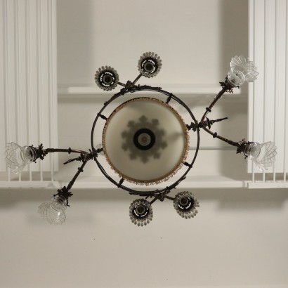 Liberty Chandelier Bronze and Glass Italy 20th Century