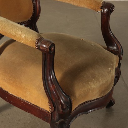 Pair of Luigi Filippo Armchairs Mahogany Italy 19th Century