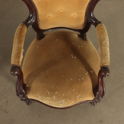 Pair of Luigi Filippo Armchairs Mahogany Italy 19th Century