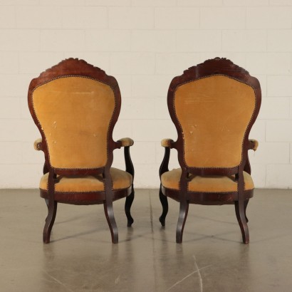 Pair of Luigi Filippo Armchairs Mahogany Italy 19th Century