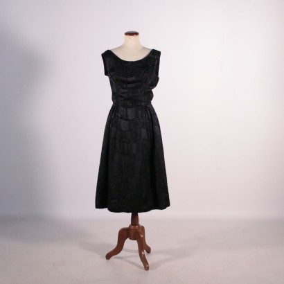 Vintage Black Jacquard Cocktail Dress Milan, 1950s