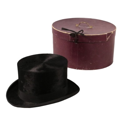 Vintage Top Hat with Hat Box 1890s-1910s