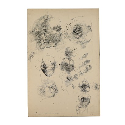 Dessin Vladimir Velickovic Chine sur Papier 1965