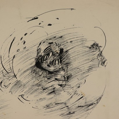 Dessin Vladimir Velickovic Chine sur Papier 1965