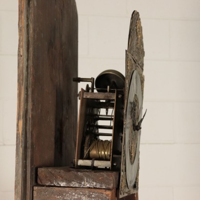 Column Clock Walnut Slab and Various Wood EssencesItaly 18th Century