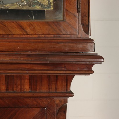 Column Clock Walnut Slab and Various Wood EssencesItaly 18th Century