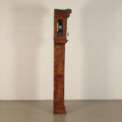 Column Clock Walnut Slab and Various Wood EssencesItaly 18th Century