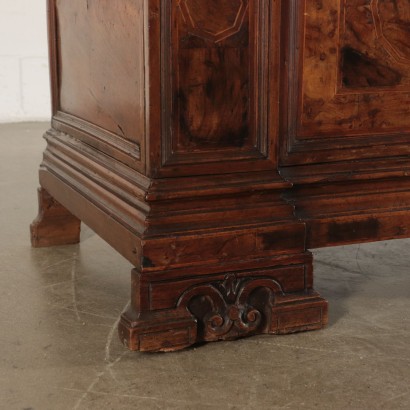 Solid Walnut Chest Marple, Olive, Walnut Burl Slab Italy 18th Century