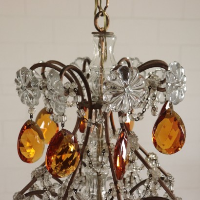 Eight Arms Chandelier, Iron and Glass Italy 20th Century