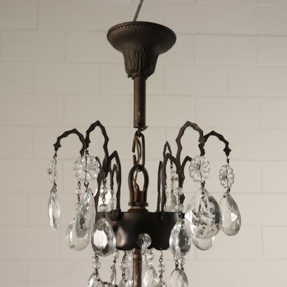 Chandelier with Hangings, Iron and Glass, Italy 20th Century