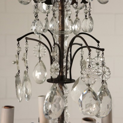 Chandelier with Hangings, Iron and Glass, Italy 20th Century