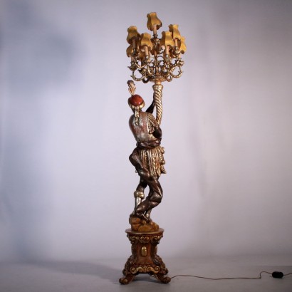 Lacquered and Gilded Torch-Holder ,Wood Italy 20th Century