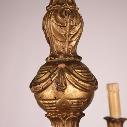 Lustre à six Bras Bois sculpté doré Italie Première moitié '900