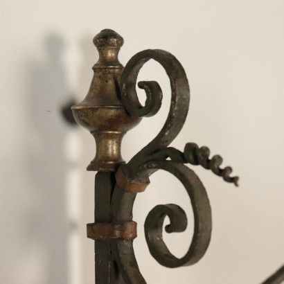 Flag Lamp Holder Wrought Iron and Bronze Italy 19th Century