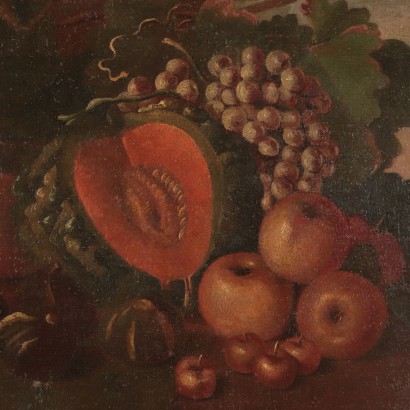 Bodeg&#243;n con calabaza y fruta.