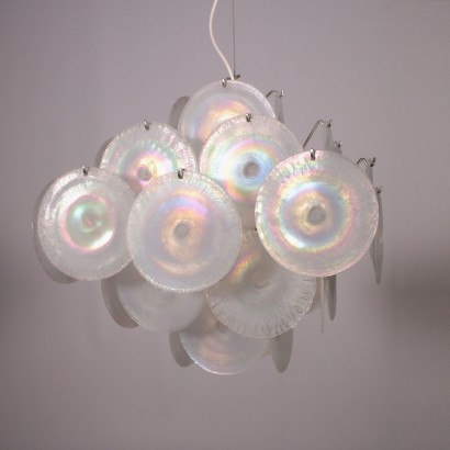 Vistosini Ceilin Lamp Metal and Glass Italy 1970s Italian Prodution