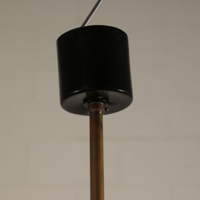 Lamp Brass Teak and Opaline Glass Italy 1960 Italian Prodution