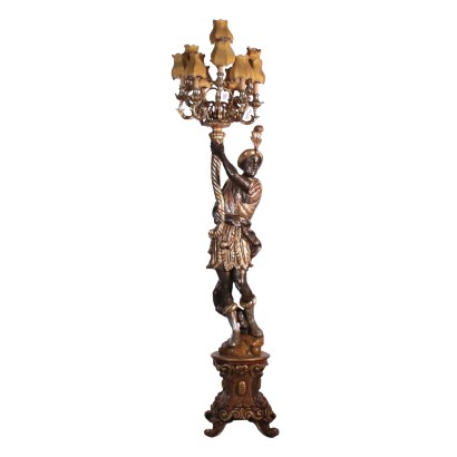 Lacquered and Gilded Torch-Holder ,Wood Italy 20th Century