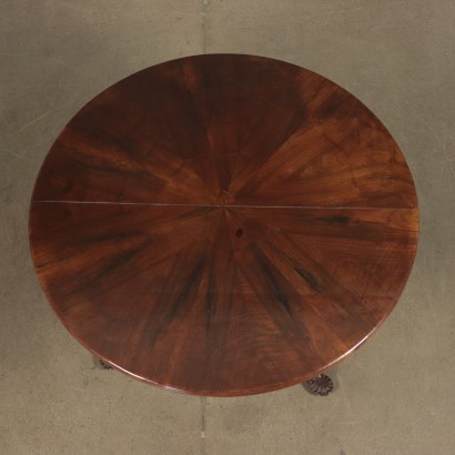 Table ronde Placage de Dalle de Noyer Italie Moitié '800