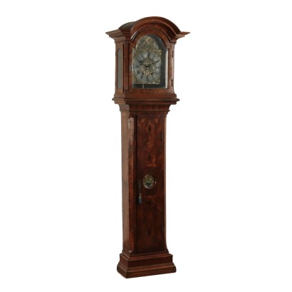 Column Clock Walnut Slab and Various Wood EssencesItaly 18th Century