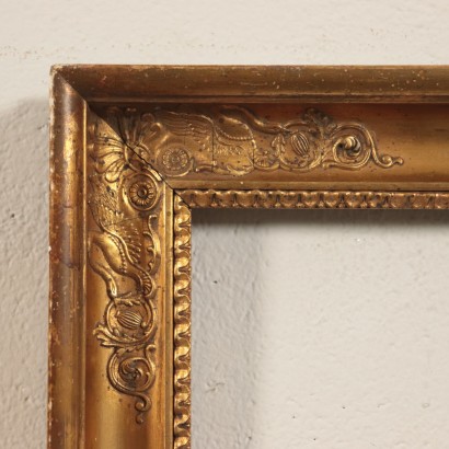 Engraved Frame, Gilded Wood Italy 19th Century