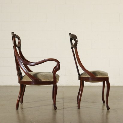 Group of Liberty Chairs and Pair of Armchairs Italy 20th Century