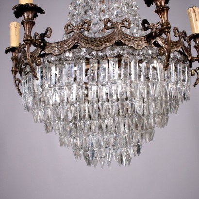 Hot-Air Baloon Chandelier Bronze and Glass Italy 20th Century