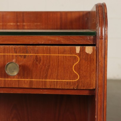 Bedside Tables Mahogany Venner, Glass and Brass Italy 1950s