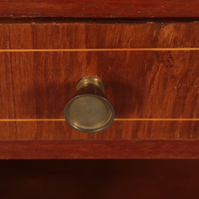 Bedside Tables Mahogany Venner, Glass and Brass Italy 1950s