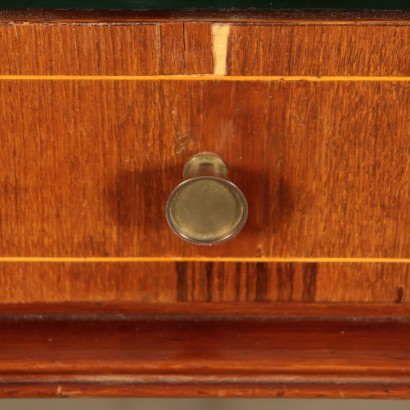 Dressing Table Mahogany Veneer, Brass, Glass Italy 1950s Mobili Cantù